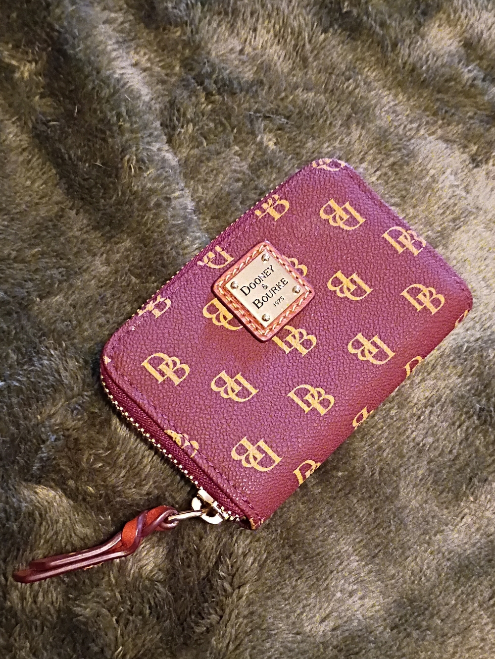 Dooney & Bourke Burgundy Wallet with Gold Logo